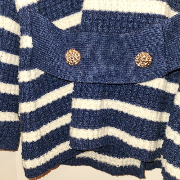Marciano By Guess Double Breasted Nautical Cardigan Navy/White Size S Wool Blend - Picture 9 of 10